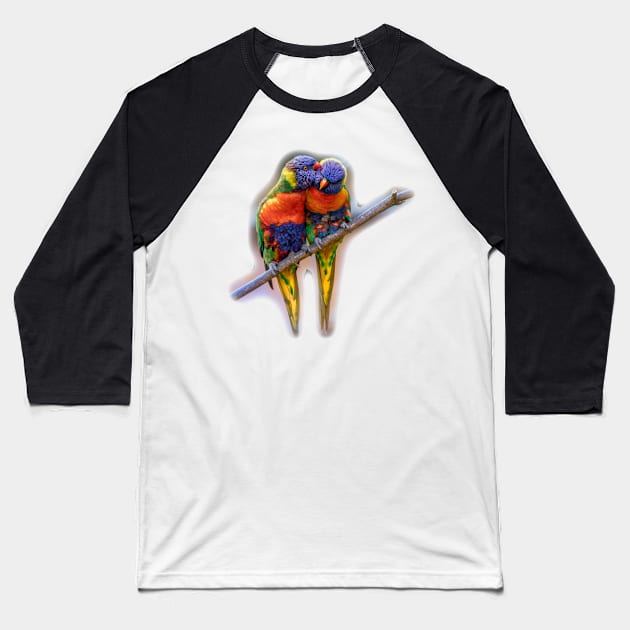 Kissing Parrots Baseball T-Shirt by julyperson